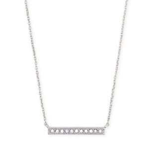 Kendra Scott Addison Rhodium-Plated & Cubic Zirconia Bar Pendant Necklace